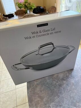*NEW* Epicure Gray Nonstick Wok with Glass Lid